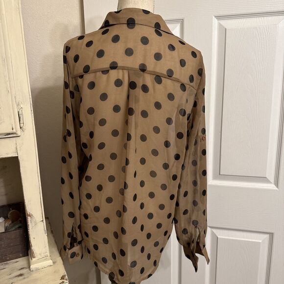 Tan And Black Polka Dot Blouse - Picture 4 of 5
